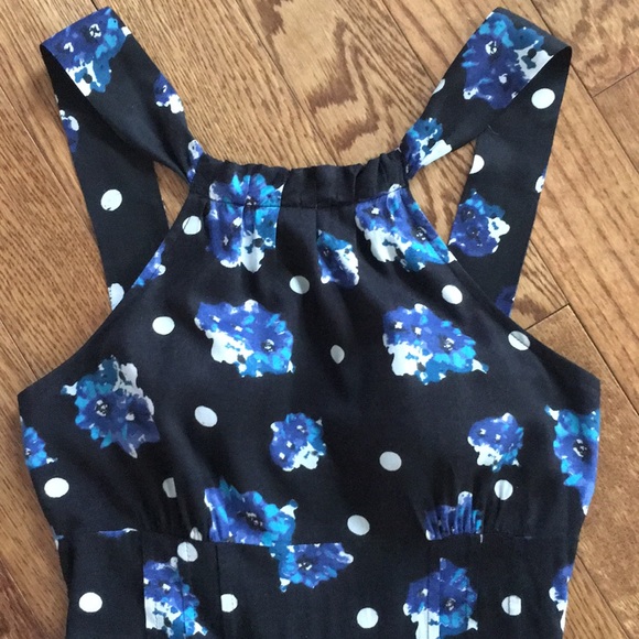 Free people black floral high neck dress sz 2 - Picture 5 of 8